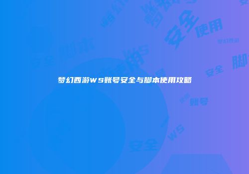 梦幻西游WS账号安全与脚本使用攻略