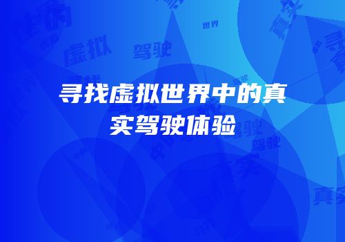 寻找虚拟世界中的真实驾驶体验