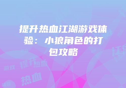 提升热血江湖游戏体验：小狼角色的打包攻略