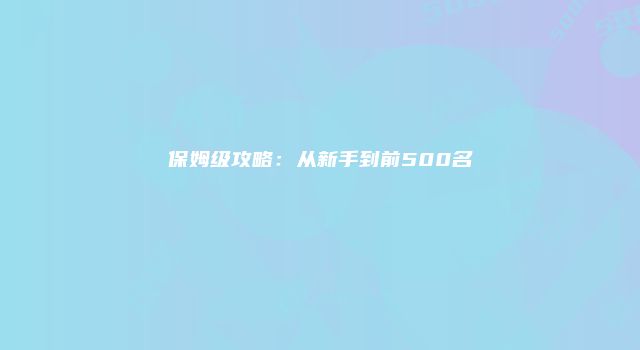 保姆级攻略：从新手到前500名