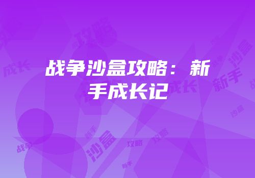 战争沙盒攻略：新手成长记