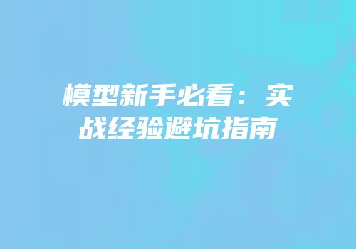模型新手必看：实战经验避坑指南