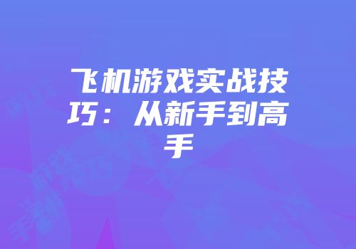 飞机游戏实战技巧：从新手到高手