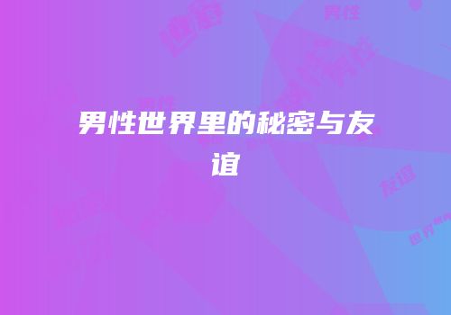 男性世界里的秘密与友谊