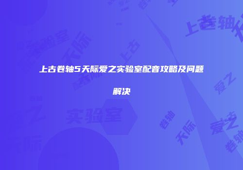 上古卷轴5天际爱之实验室配音攻略及问题解决