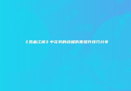 《热血江湖》中花豹的终极伤害提升技巧分享