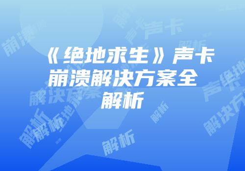 《绝地求生》声卡崩溃解决方案全解析