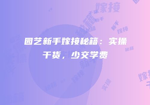 园艺新手嫁接秘籍：实操干货，少交学费