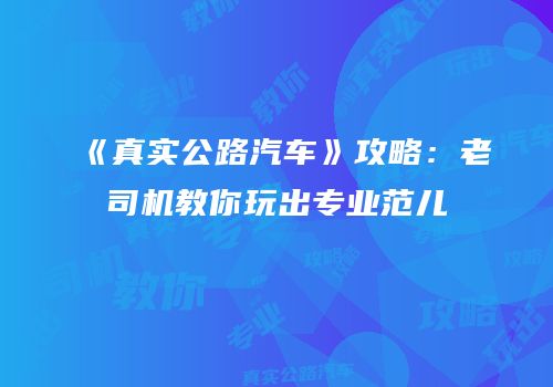 《真实公路汽车》攻略：老司机教你玩出专业范儿
