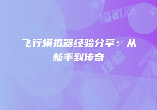 飞行模拟器经验分享：从新手到传奇