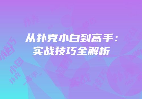 从扑克小白到高手：实战技巧全解析