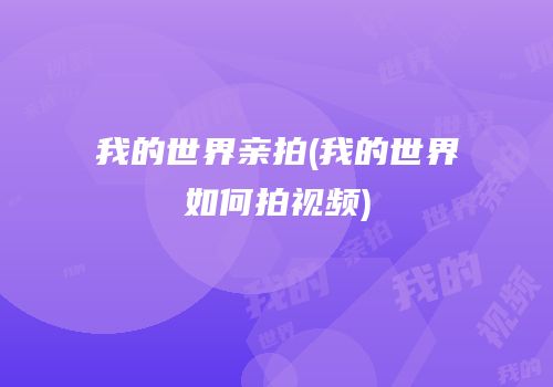 我的世界亲拍(我的世界如何拍视频)