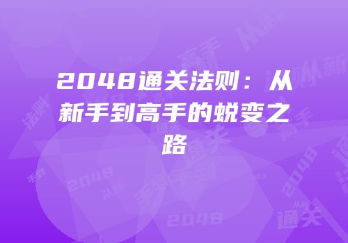 2048通关法则：从新手到高手的蜕变之路