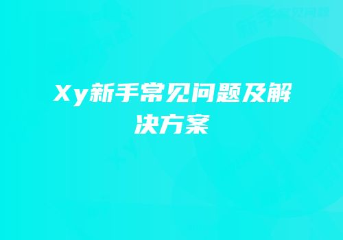 Xy新手常见问题及解决方案