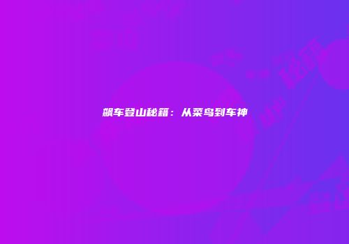 飙车登山秘籍：从菜鸟到车神