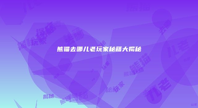 熊猫去哪儿老玩家秘籍大揭秘