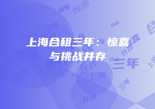 上海合租三年：惊喜与挑战并存