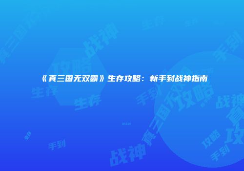 《真三国无双霸》生存攻略：新手到战神指南