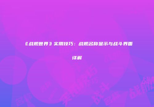 《战舰世界》实用技巧：战舰名称显示与战斗界面详解