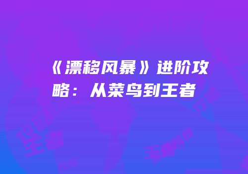 《漂移风暴》进阶攻略：从菜鸟到王者