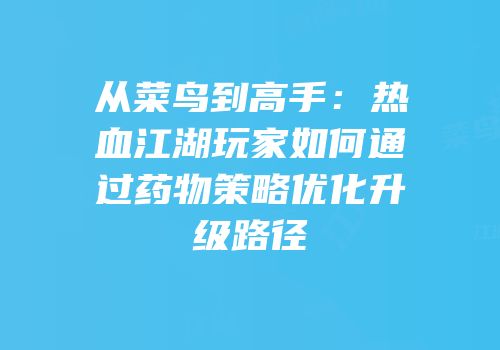 从菜鸟到高手：热血江湖玩家如何通过药物策略优化升级路径