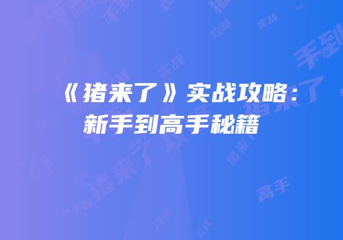 《猪来了》实战攻略：新手到高手秘籍