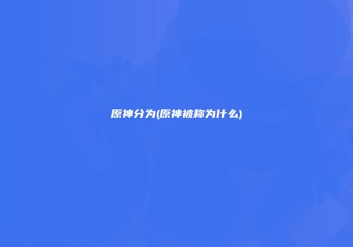 原神分为(原神被称为什么)
