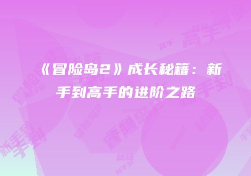 《冒险岛2》成长秘籍：新手到高手的进阶之路