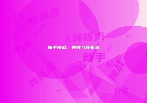 新手挑战：共性与转折点