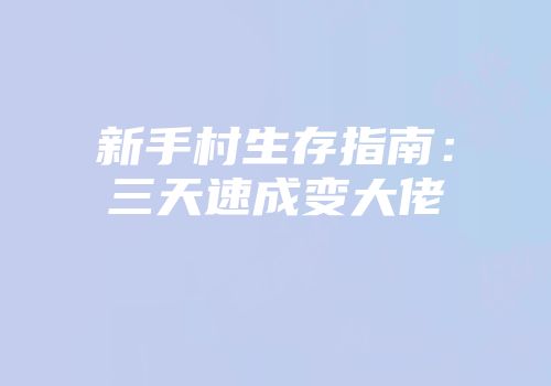 新手村生存指南：三天速成变大佬