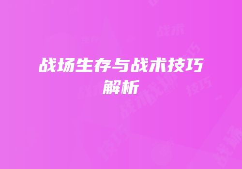 战场生存与战术技巧解析