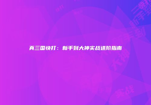 真三国快打：新手到大神实战进阶指南
