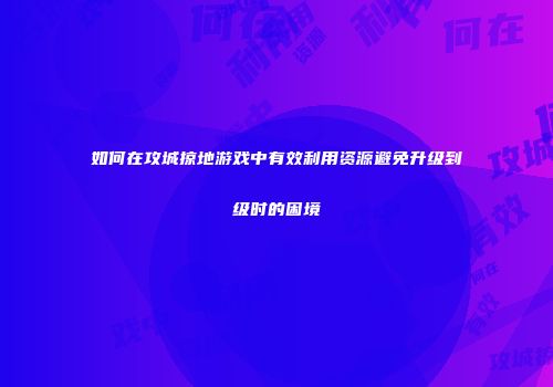 如何在攻城掠地游戏中有效利用资源避免升级到级时的困境