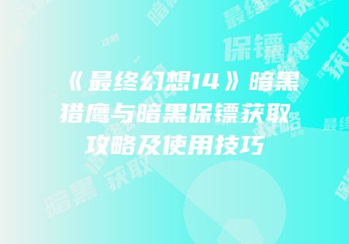 《最终幻想14》暗黑猎鹰与暗黑保镖获取攻略及使用技巧