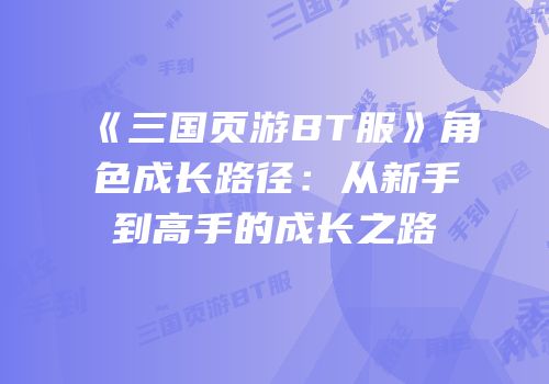 《三国页游BT服》角色成长路径：从新手到高手的成长之路