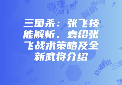 三国杀：张飞技能解析、袁绍张飞战术策略及全新武将介绍