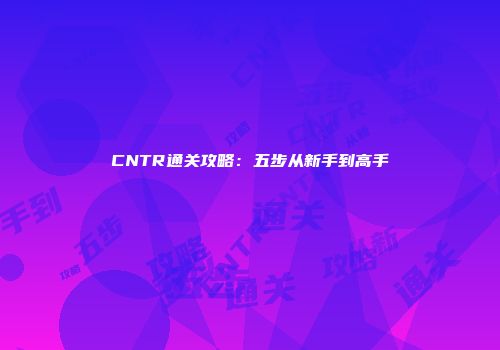 CNTR通关攻略：五步从新手到高手