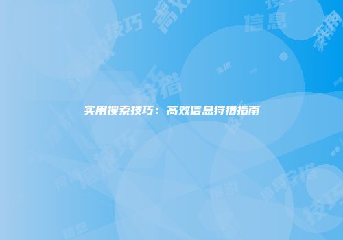 实用搜索技巧：高效信息狩猎指南
