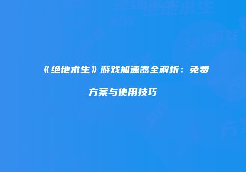 《绝地求生》游戏加速器全解析：免费方案与使用技巧