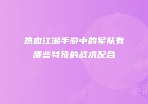 热血江湖手游中的军队有哪些特殊的战术配合