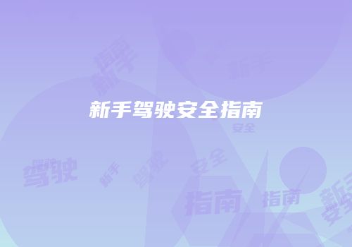 新手驾驶安全指南
