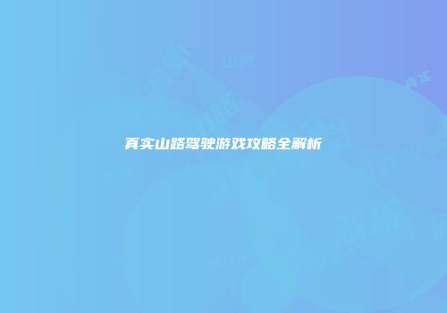 真实山路驾驶游戏攻略全解析