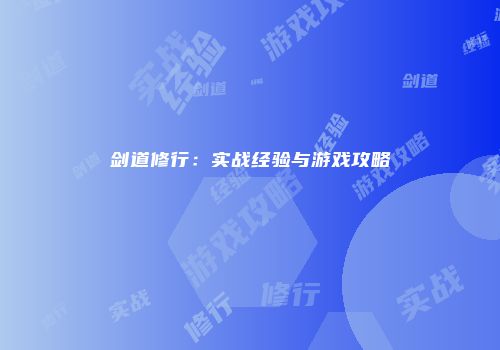 剑道修行：实战经验与游戏攻略