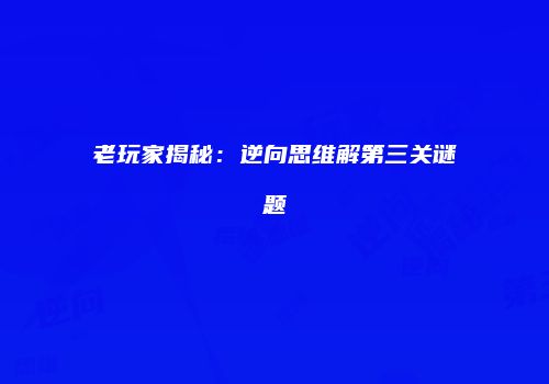 老玩家揭秘：逆向思维解第三关谜题