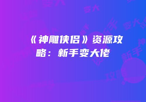 《神雕侠侣》资源攻略：新手变大佬