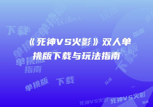 《死神VS火影》双人单挑版下载与玩法指南