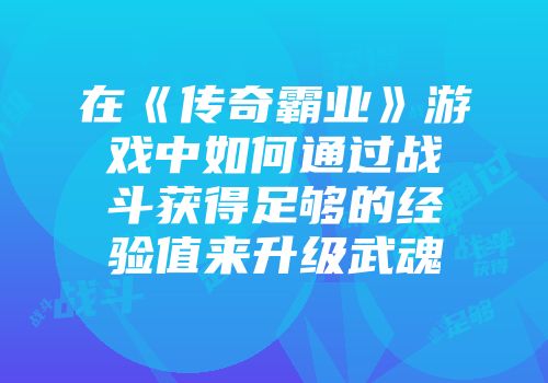 在《传奇霸业》游戏中如何通过战斗获得足够的经验值来升级武魂