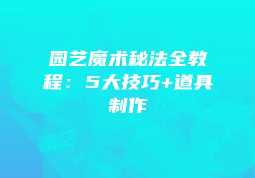 园艺魔术秘法全教程：5大技巧+道具制作