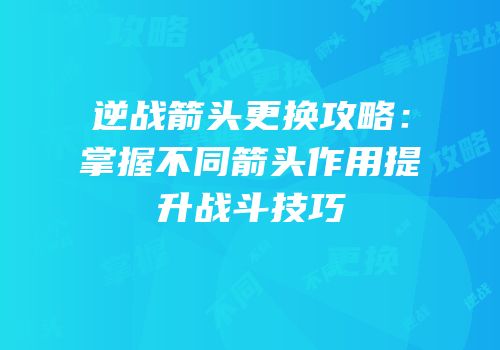 逆战箭头更换攻略：掌握不同箭头作用提升战斗技巧