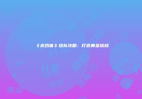 《求合体》组队攻略：打造黄金搭档